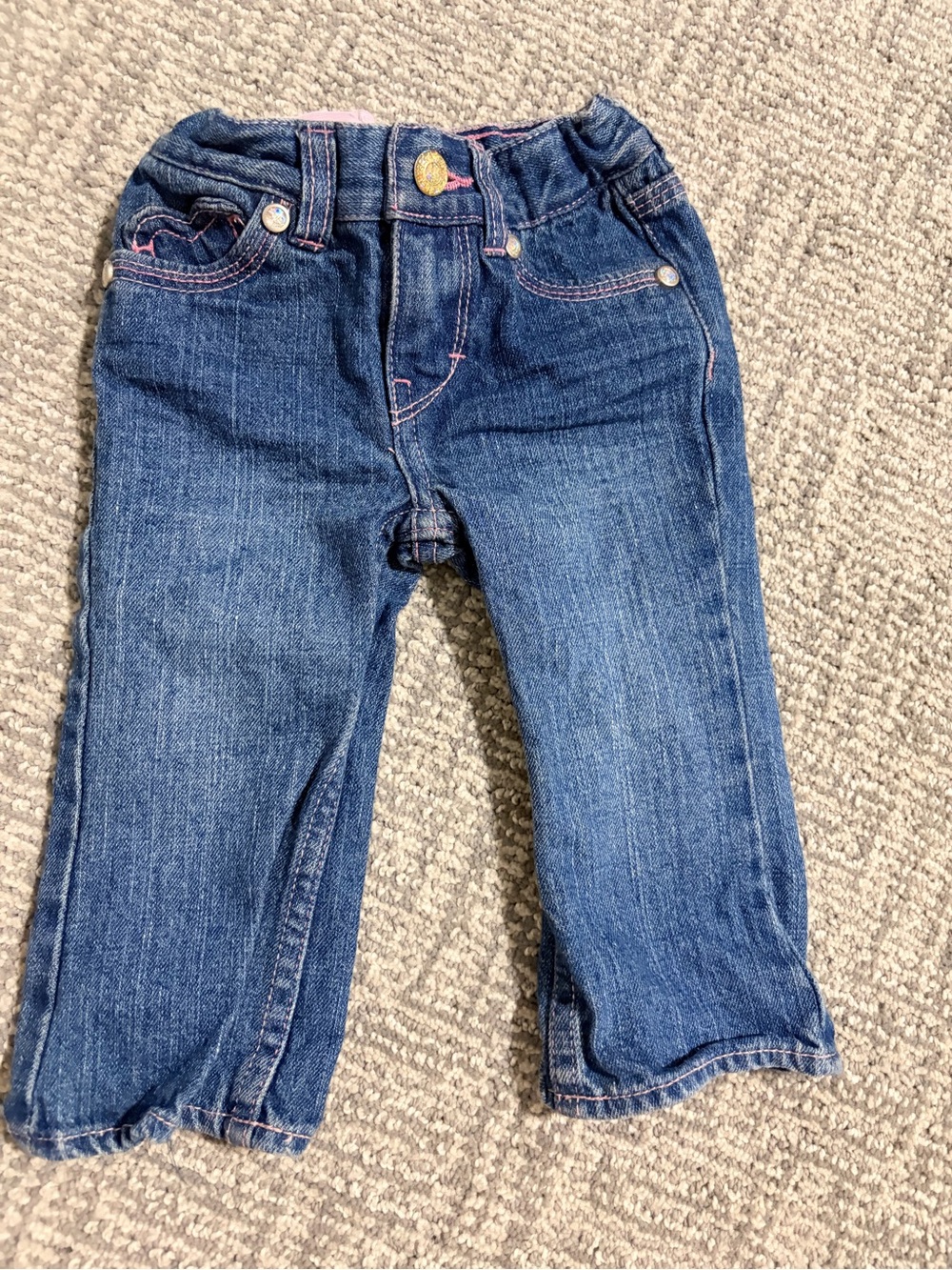Levi's Dark Blue Kids Denim Jeans with Pink Stitching and heart pockets